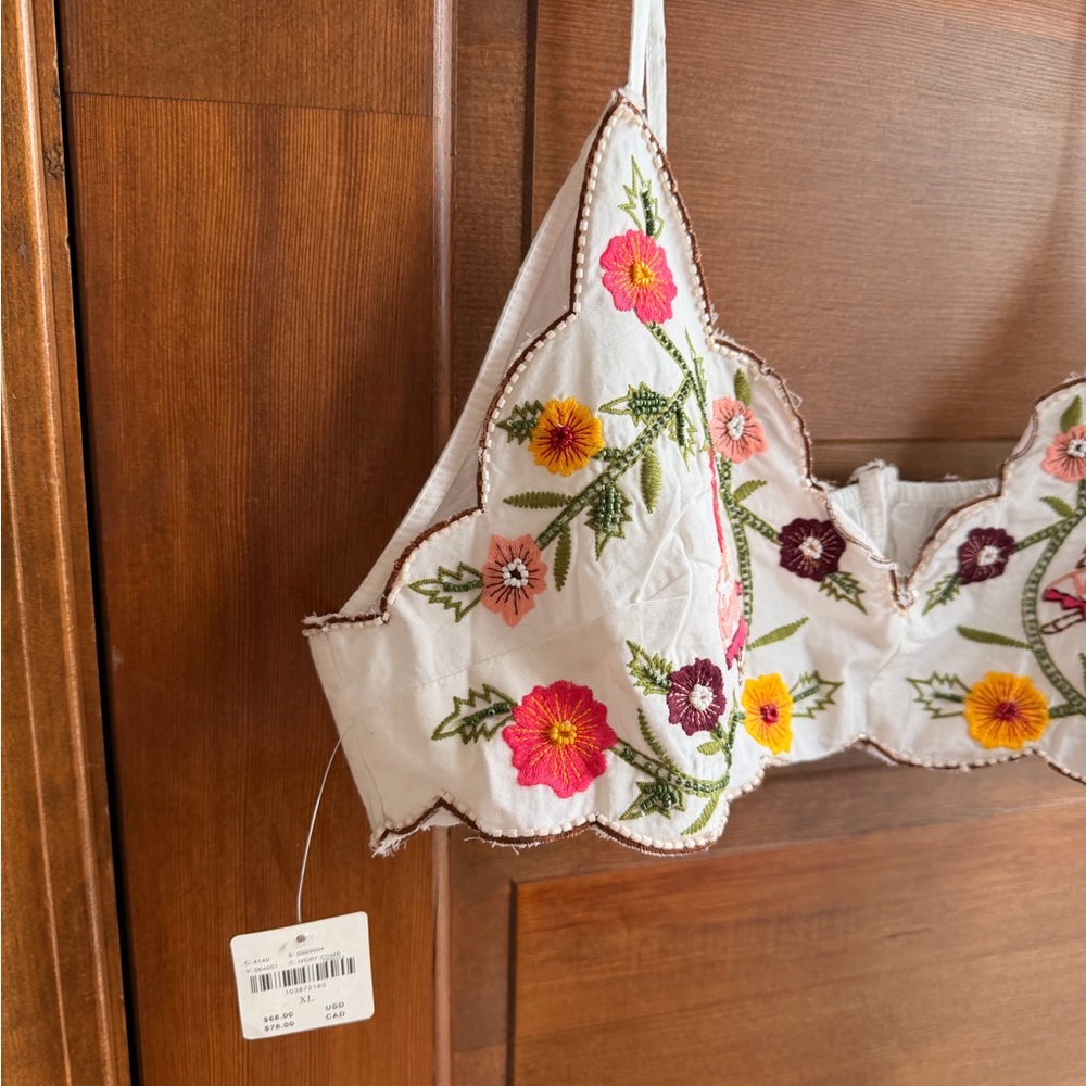 Anthropologie LyreBird Embroidered Beaded Bralette - Picture 4 of 8